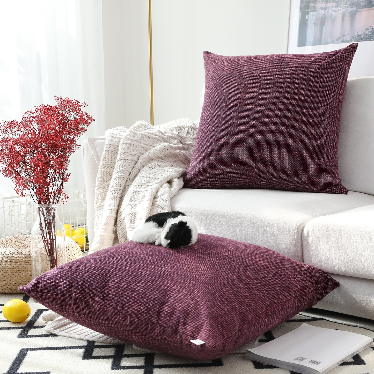Linen Throw Pillow Covers Set