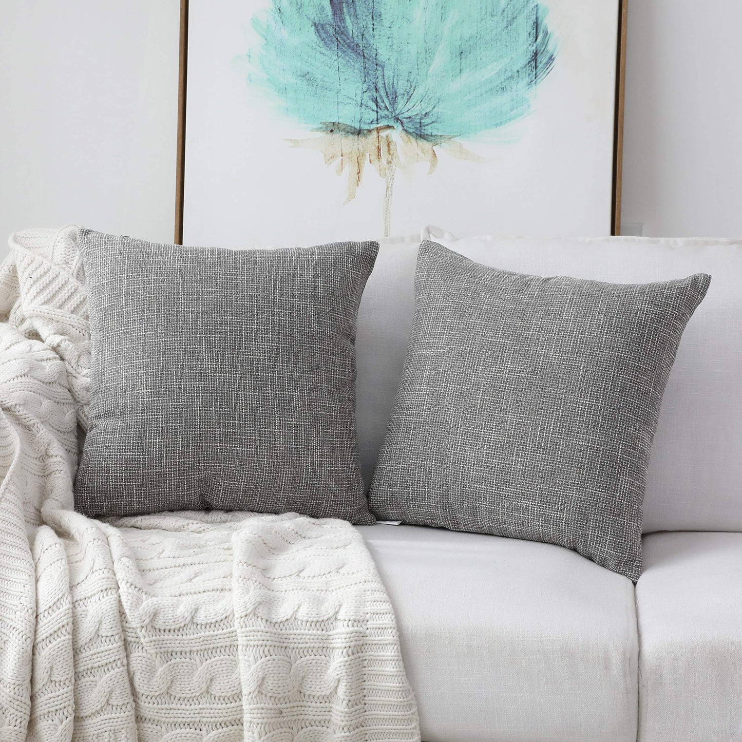 Linen Throw Pillow Covers Set