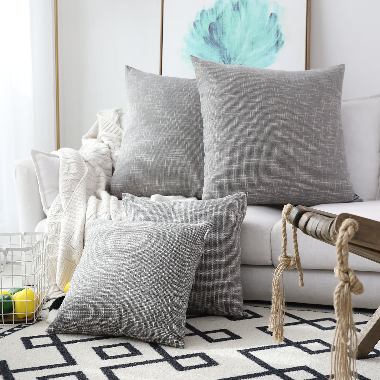 Linen Throw Pillow Covers Set